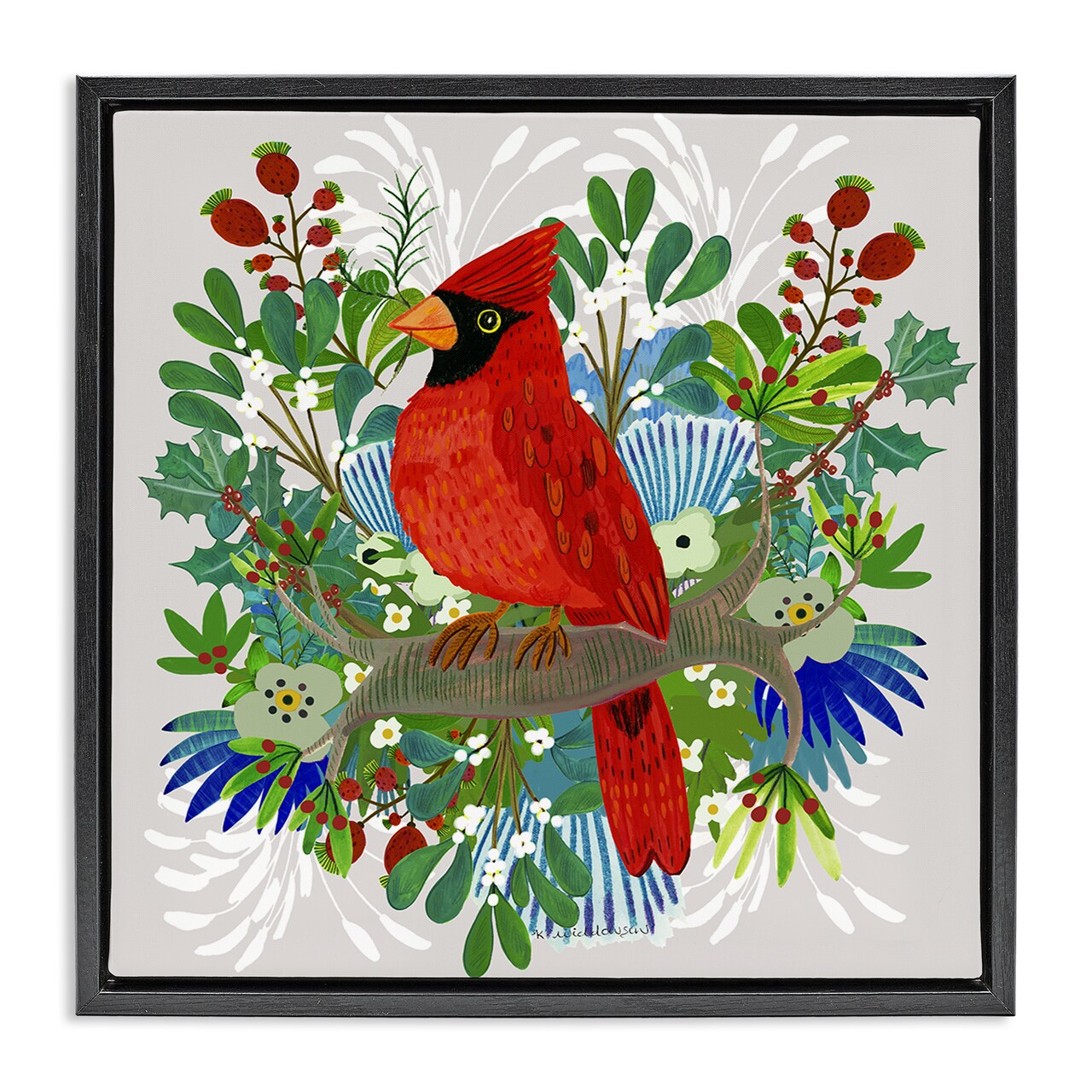 Stupell Industries Christmas Nestings Cardinal Floating Frame, design by Kay Widdowson